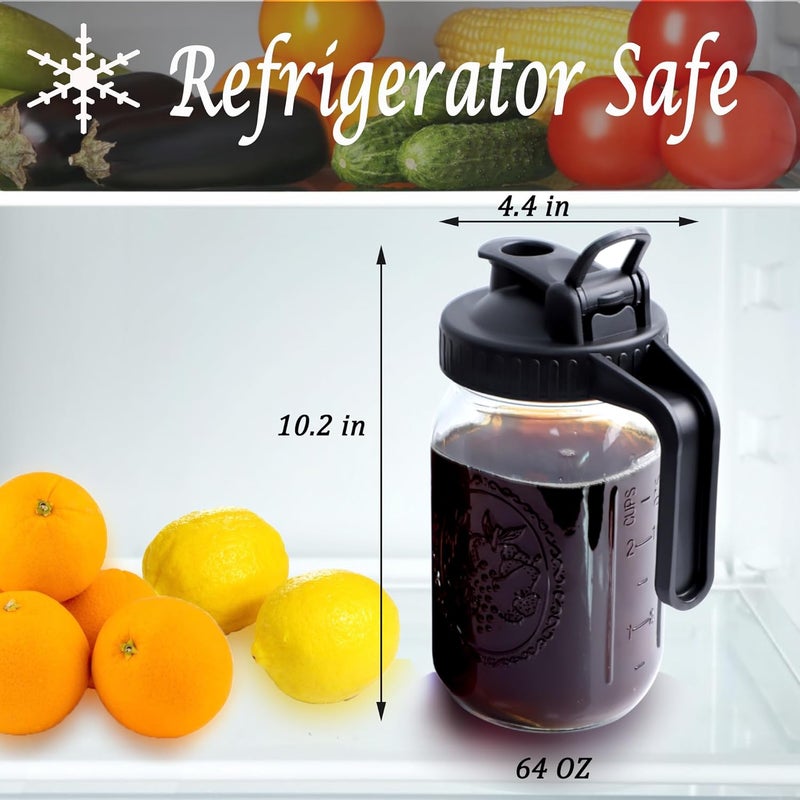 GMSWEET Cold Brew Mason Jar Coffee Maker 64 Oz Wide Mouth Mason Cold Brew Pitcher With Coffee Filter Airtight & Leak-Proof For Coffee, Iced Tea - Image 4